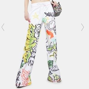 Jaded London doodle graffiti print wide leg jogger